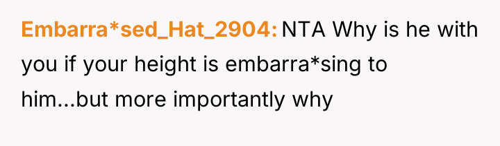 Embarra*sed_Hat_2904 NTA Why is he with you if your height...