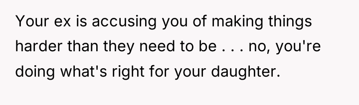 Your ex is accusing you of making things harder than...