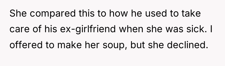 She compared this to how he used to take care...