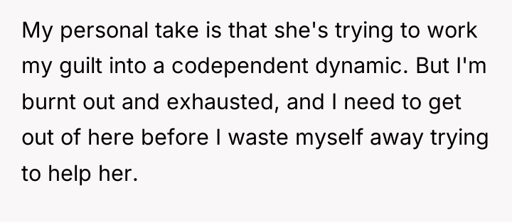 My personal take is that she's trying to work my...