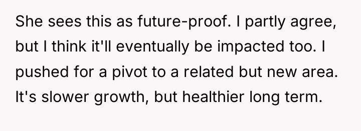 She sees this as future-proof. I partly agree, but I...
