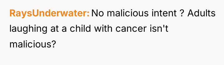 RaysUnderwater No malicious intent ? Adults laughing at a child...