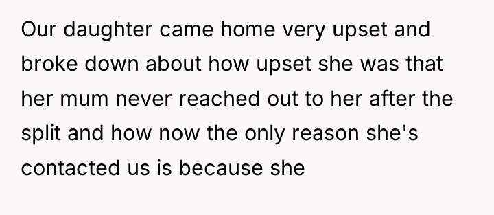 Our daughter came home very upset and broke down about...