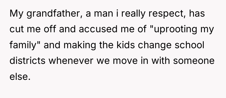 My grandfather, a man i really respect, has cut me...