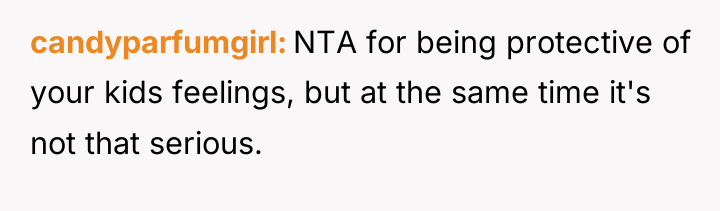 candyparfumgirl NTA for being protective of your kids feelings, but...