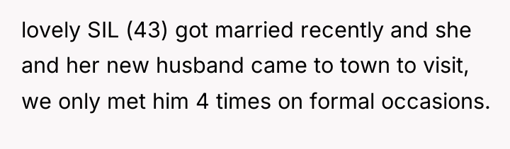 lovely SIL (43) got married recently and she and her...