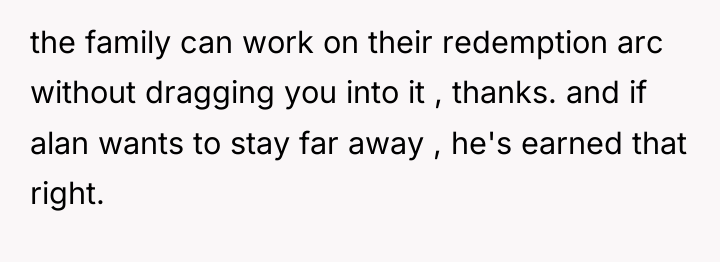 the family can work on their redemption arc without dragging...