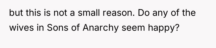 but this is not a small reason. Do any of...