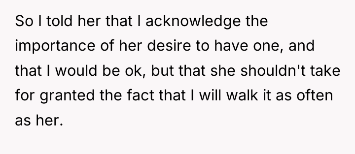 So I told her that I acknowledge the importance of...