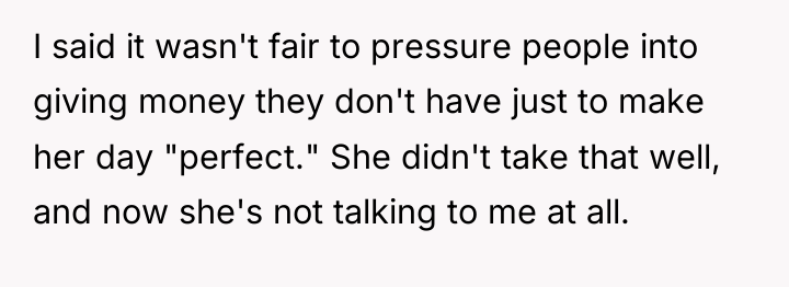 I said it wasn't fair to pressure people into giving...