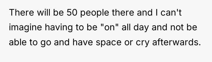 There will be 50 people there and I can't imagine...