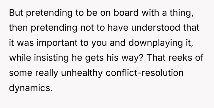 But pretending to be on board with a thing, then...