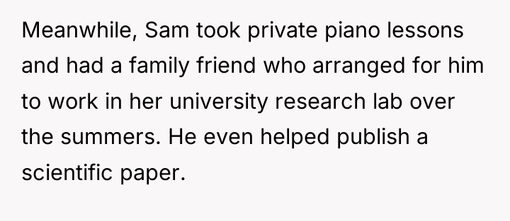 Meanwhile, Sam took private piano lessons and had a family...