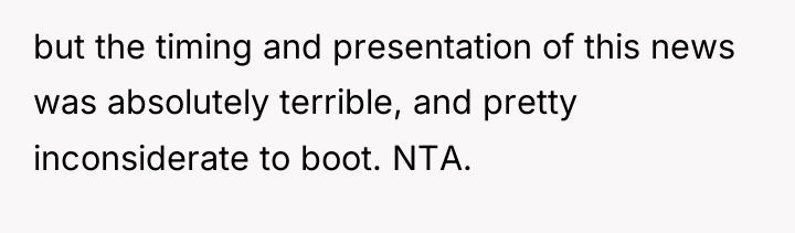 but the timing and presentation of this news was absolutely...