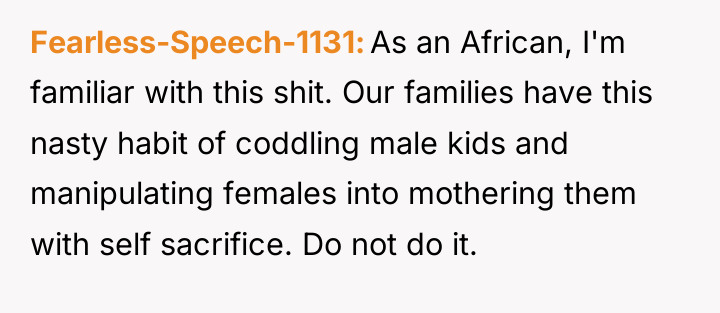 Fearless-Speech-1131 As an African, I'm familiar with this shit. Our...