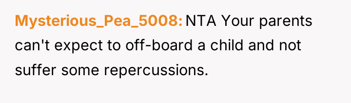 Mysterious_Pea_5008 NTA Your parents can't expect to off-board a child...