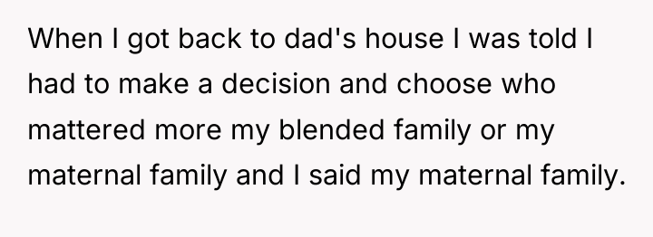 When I got back to dad's house I was told...