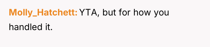 Molly_Hatchett YTA, but for how you handled it.