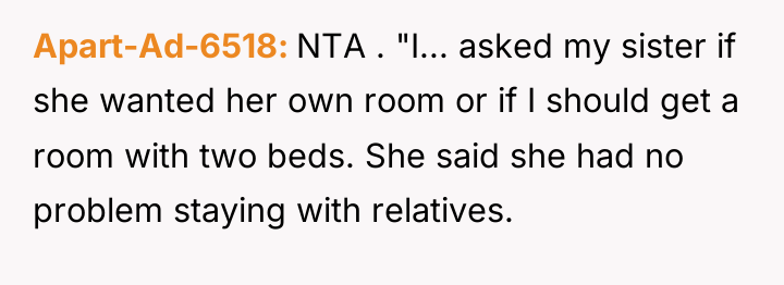 Apart-Ad-6518 NTA . "I... asked my sister if she wanted...