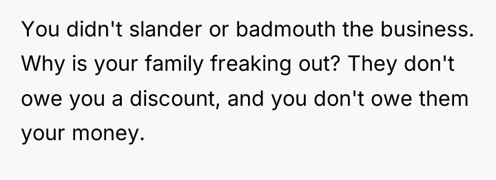 You didn't slander or badmouth the business. Why is your...