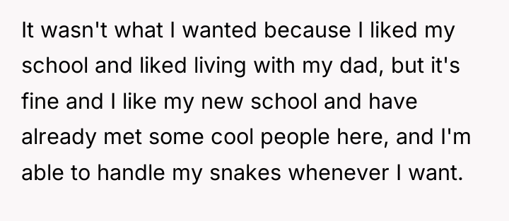 It wasn't what I wanted because I liked my school...