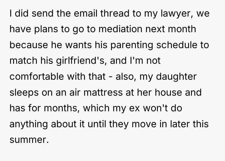 I did send the email thread to my lawyer, we...