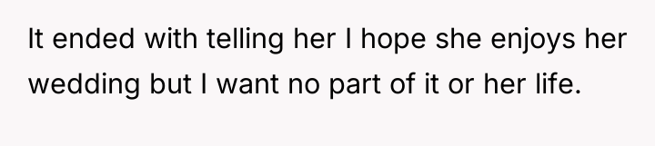 It ended with telling her I hope she enjoys her...