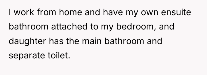 I work from home and have my own ensuite bathroom...