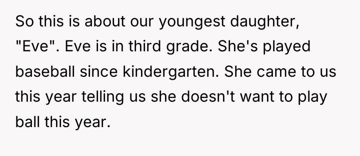 So this is about our youngest daughter, "Eve". Eve is...
