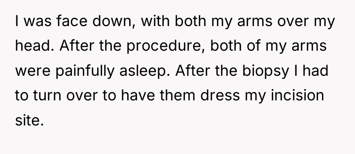 I was face down, with both my arms over my...