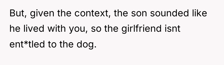 But, given the context, the son sounded like he lived...