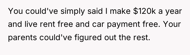 You could've simply said I make $120k a year and...