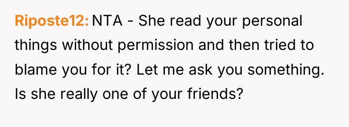 Riposte12 NTA - She read your personal things without permission...