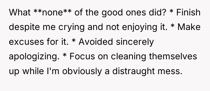 What **none** of the good ones did? * Finish despite...