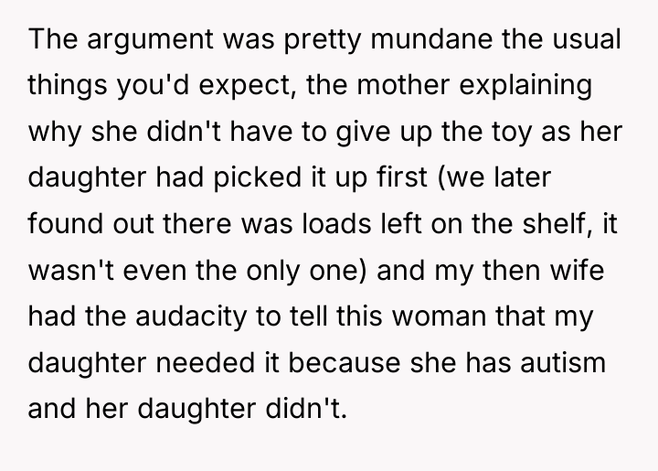 The argument was pretty mundane the usual things you'd expect,...