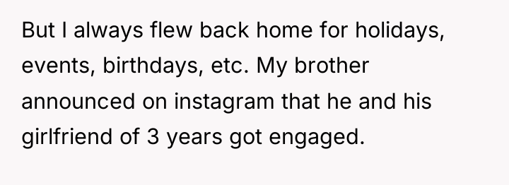 But I always flew back home for holidays, events, birthdays,...
