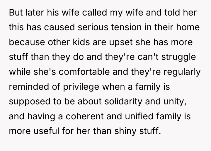 But later his wife called my wife and told her...
