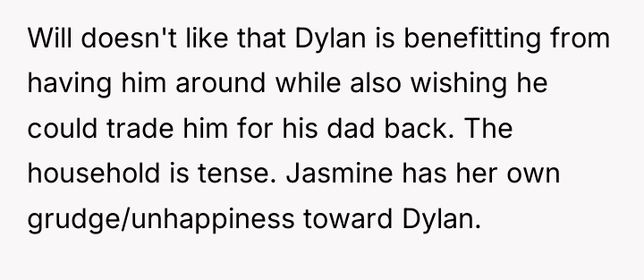 Will doesn't like that Dylan is benefitting from having him...