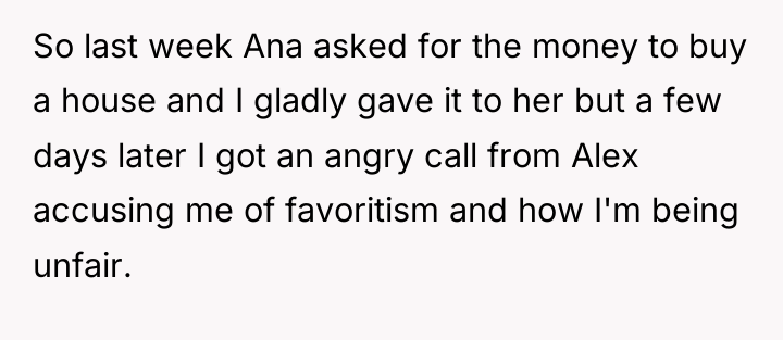 So last week Ana asked for the money to buy...