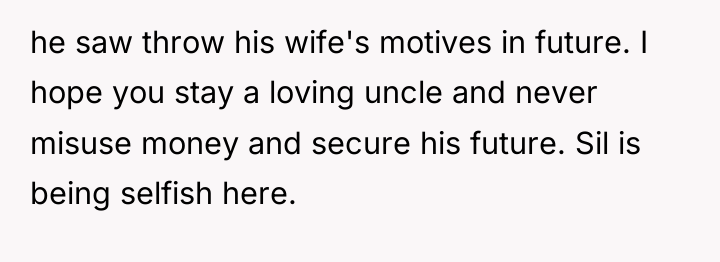 he saw throw his wife's motives in future. I hope...