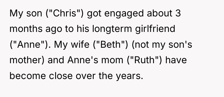 My son ("Chris") got engaged about 3 months ago to...