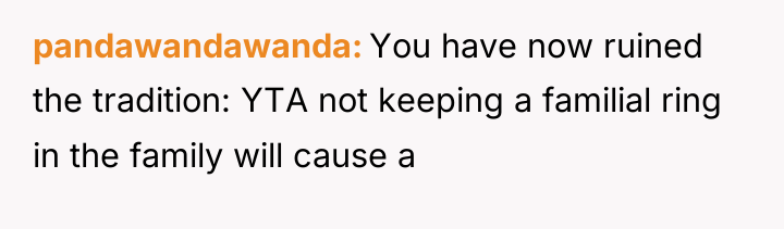 pandawandawanda You have now ruined the tradition: YTA not keeping...