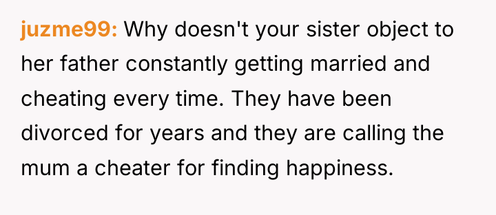 juzme99 Why doesn't your sister object to her father constantly...