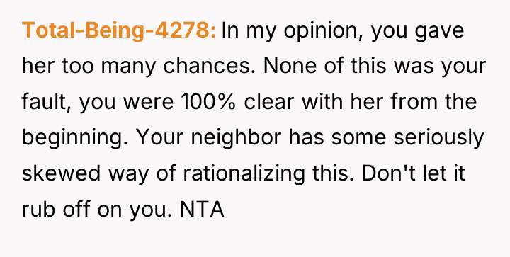 Total-Being-4278 In my opinion, you gave her too many chances....