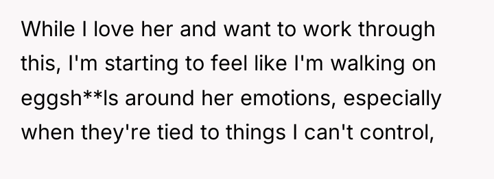 While I love her and want to work through this,...