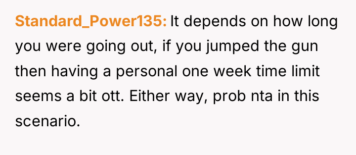 Standard_Power135 It depends on how long you were going out,...