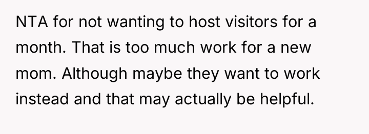 NTA for not wanting to host visitors for a month....