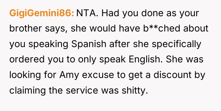 GigiGemini86 NTA. Had you done as your brother says, she...