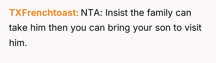 TXFrenchtoast NTA: Insist the family can take him then you...