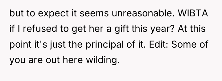 but to expect it seems unreasonable. WIBTA if I refused...